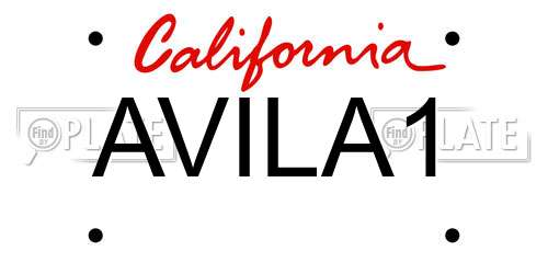 AVILA1 California License Plate