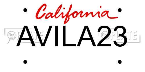 AVILA23 California License Plate