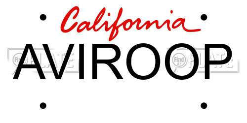 AVIROOP California License Plate