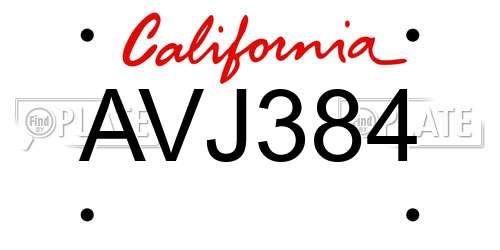 AVJ384 California License Plate