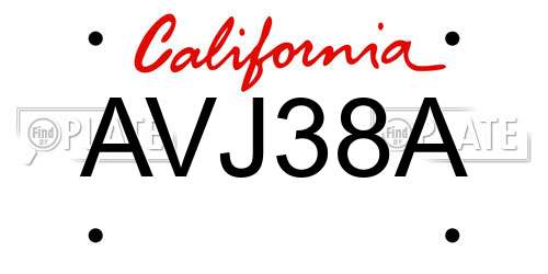 AVJ38A California License Plate