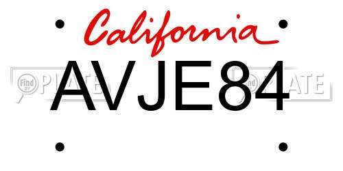 AVJE84 California License Plate