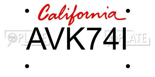 AVK74I California License Plate