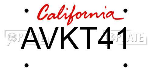 AVKT41 California License Plate