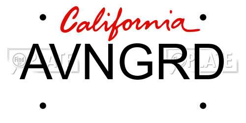 AVNGRD California License Plate