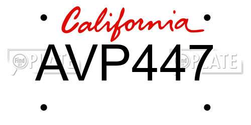 AVP447 California License Plate