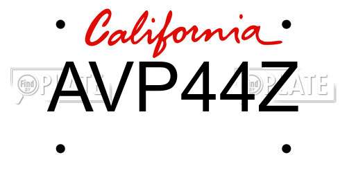 AVP44Z California License Plate
