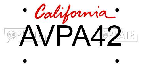 AVPA42 California License Plate
