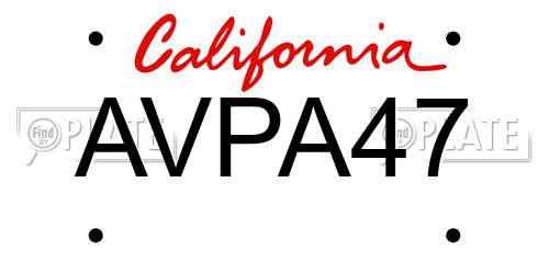 AVPA47 California License Plate