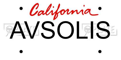 AVSOLIS California License Plate