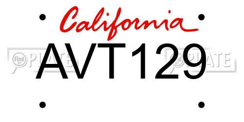 AVT129 California License Plate