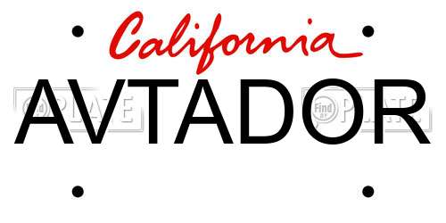 AVTADOR California License Plate