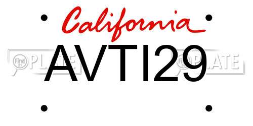 AVTI29 California License Plate