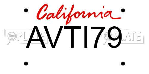 AVTI79 California License Plate