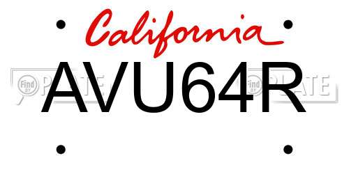 AVU64R California License Plate
