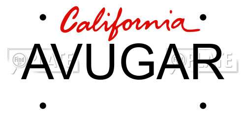 AVUGAR California License Plate