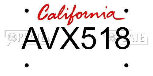 AVX518 California License Plate
