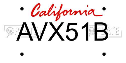 AVX51B California License Plate