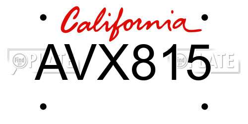 AVX815 California License Plate