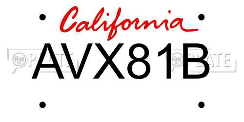 AVX81B California License Plate