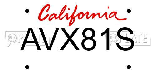 AVX81S California License Plate