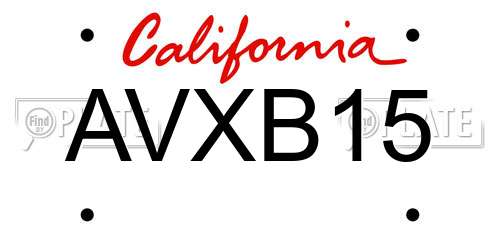 AVXB15 California License Plate