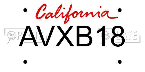AVXB18 California License Plate