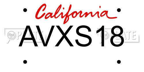 AVXS18 California License Plate