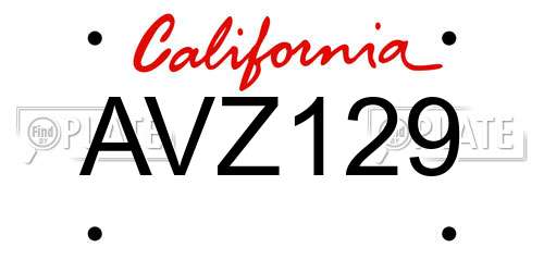 AVZ129 California License Plate