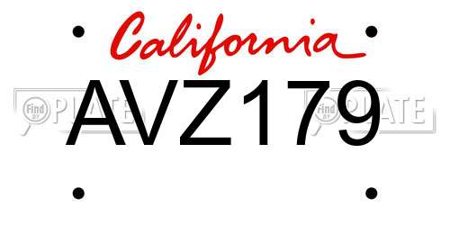 AVZ179 California License Plate