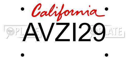 AVZI29 California License Plate