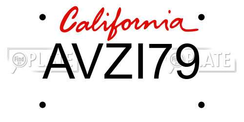 AVZI79 California License Plate