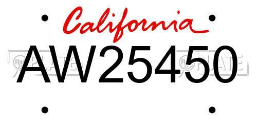 AW25450 California License Plate