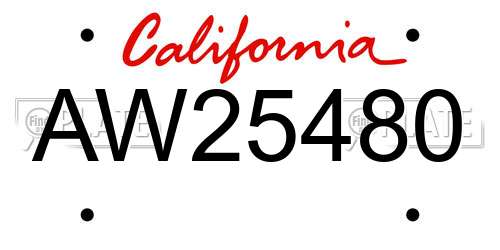 AW25480 California License Plate