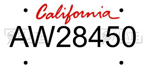 AW28450 California License Plate