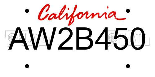 AW2B450 California License Plate