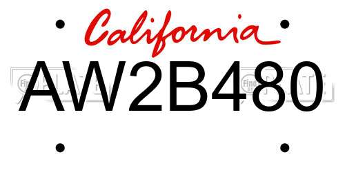 AW2B480 California License Plate