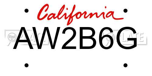 AW2B6G California License Plate
