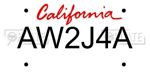 AW2J4A California License Plate