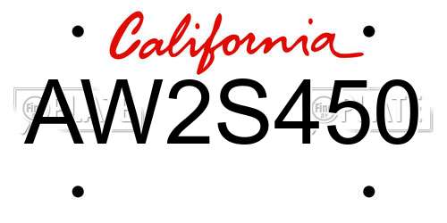 AW2S450 California License Plate