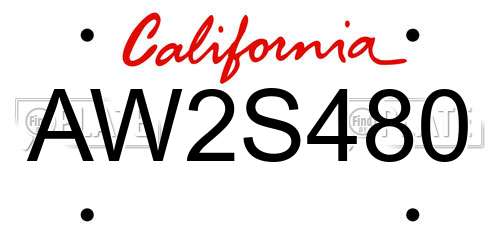 AW2S480 California License Plate