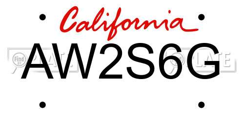 AW2S6G California License Plate