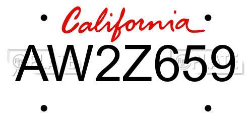 AW2Z659 California License Plate
