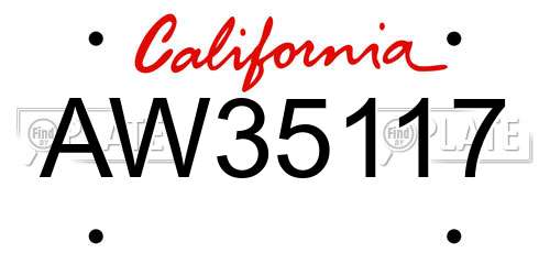 AW35117 California License Plate