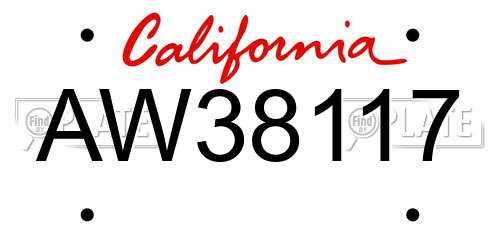AW38117 California License Plate