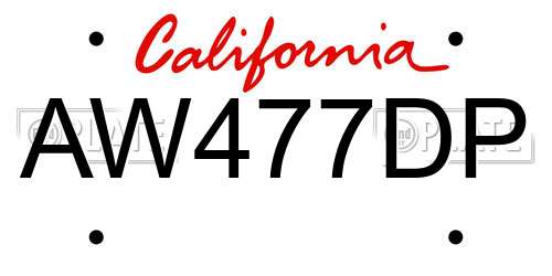 AW477DP California License Plate