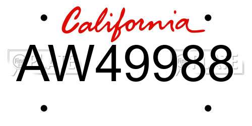 AW49988 California License Plate