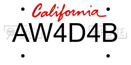 AW4D4B California License Plate