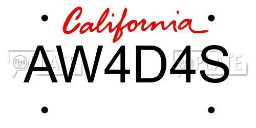 AW4D4S California License Plate