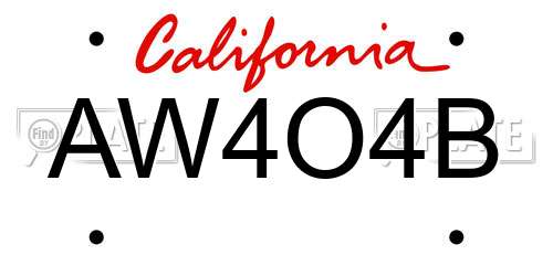 AW4O4B California License Plate